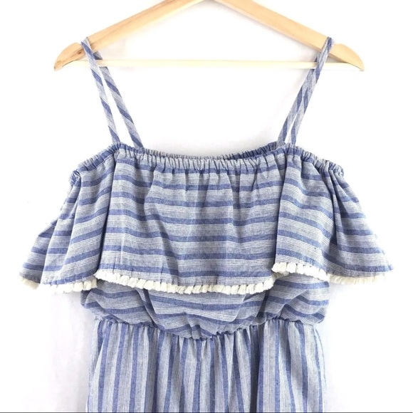 Dee Elly Jumpsuit Fringe Ruffle Popover Stripe - Picture 7 of 8